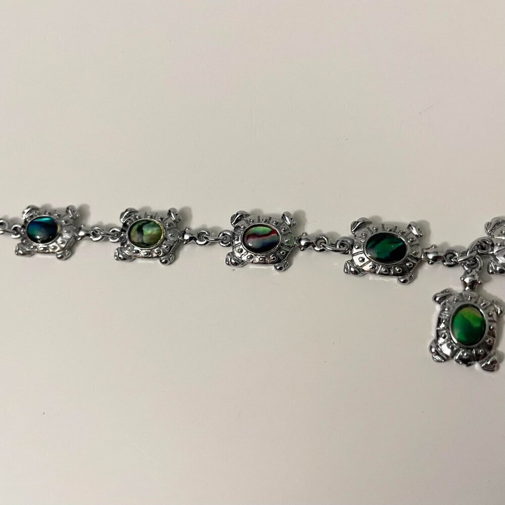 Multi Coloured Turtle Shell Bracelet 7 Inch Long - Picture 9 of 16